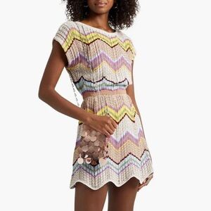MISSONI Striped crochet knit mini dress size 6